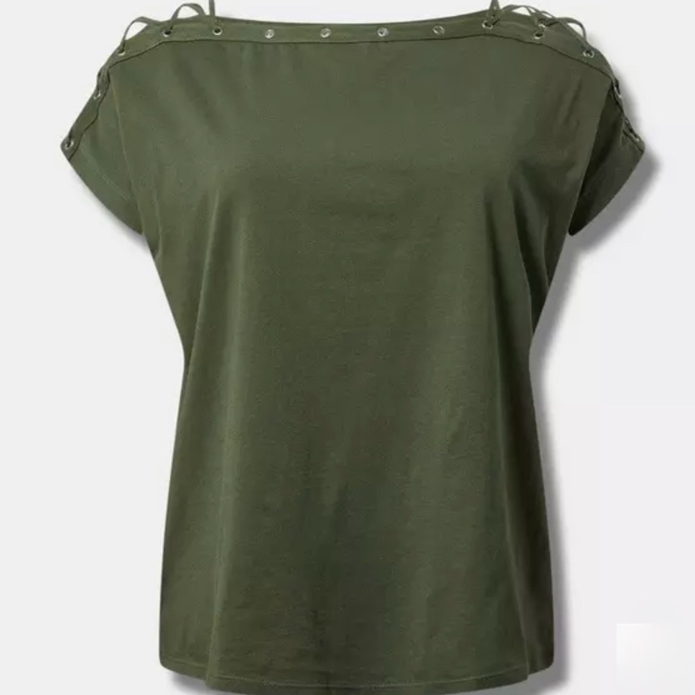 Torrid Heritage Jersey Lace-Up Dolman Top (Deep Depths) Size 4
